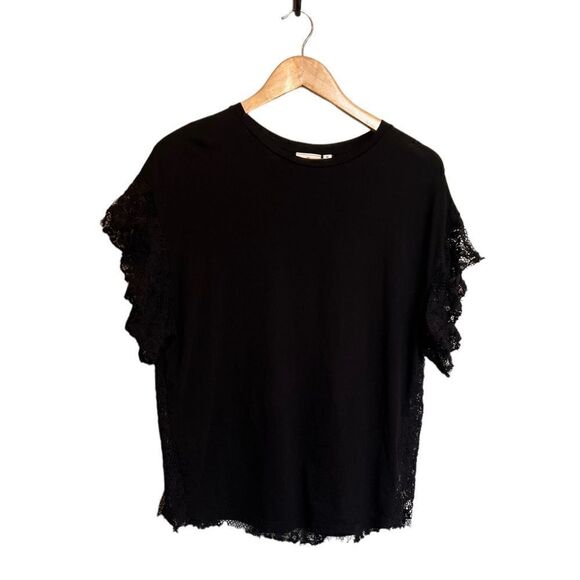 AG Adriano Goldschmied Anthro Sofi Lace Tee Black Size XS - Picture 4 of 7